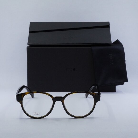 Dior LADYDIORO1 0086 00 Round Eyeglasses 49mm - Dark Havana - Picture 3 of 9